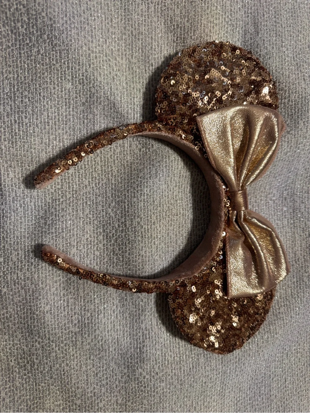 Sequin Disney Ear Headband with Metallic Bow - Bronze